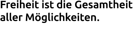 Freiheit ist die Gesamtheit aller M glichkeiten. 