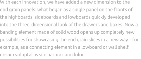 With each innovation, we have added a new dimension to the end grain panels: what began as a single panel on the fron...